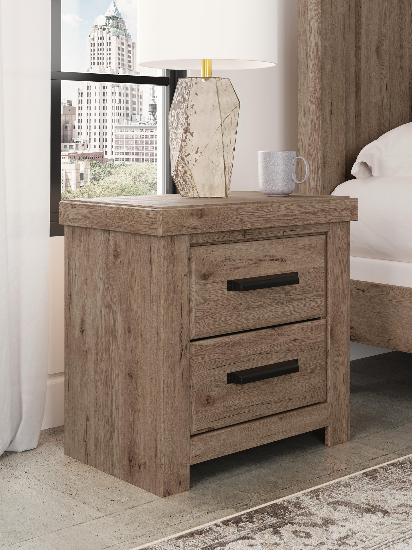Garistyn King Panel Bed. Dresser, Mirror and Nightstand