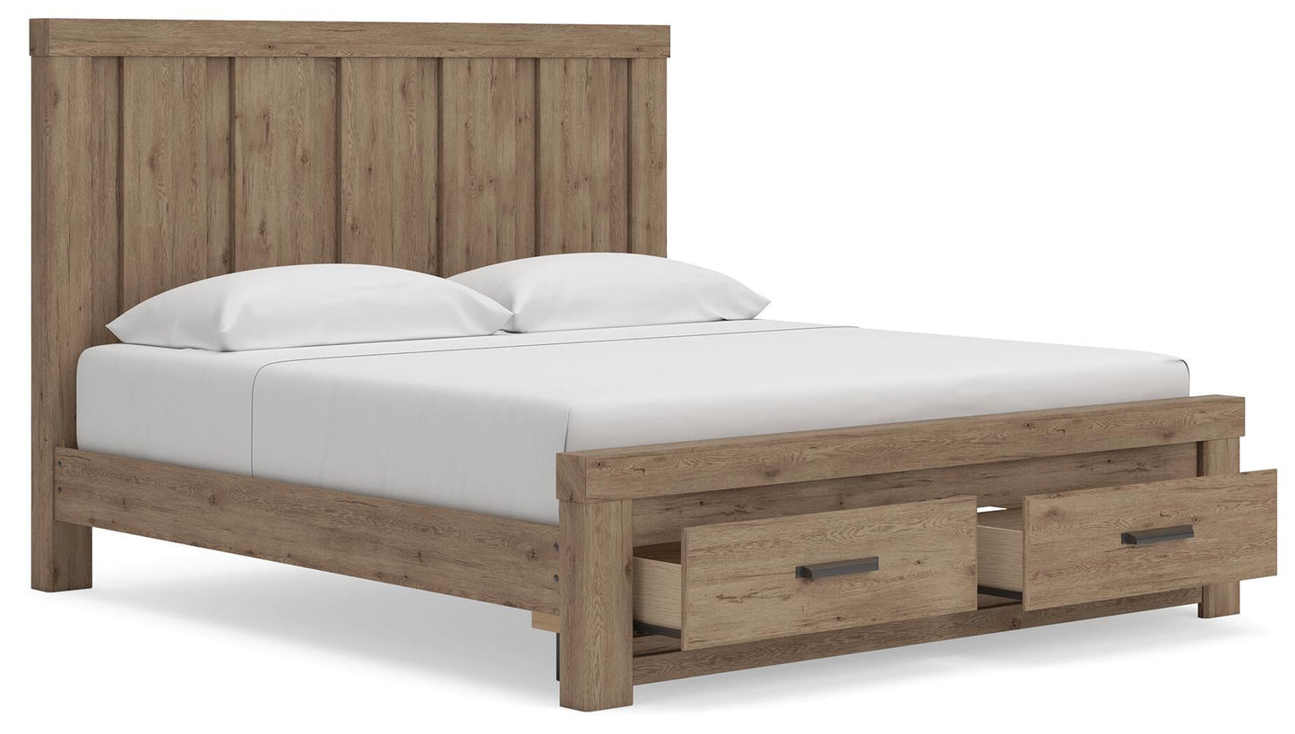 Garistyn King Panel Storage Bed, Dresser and Mirror