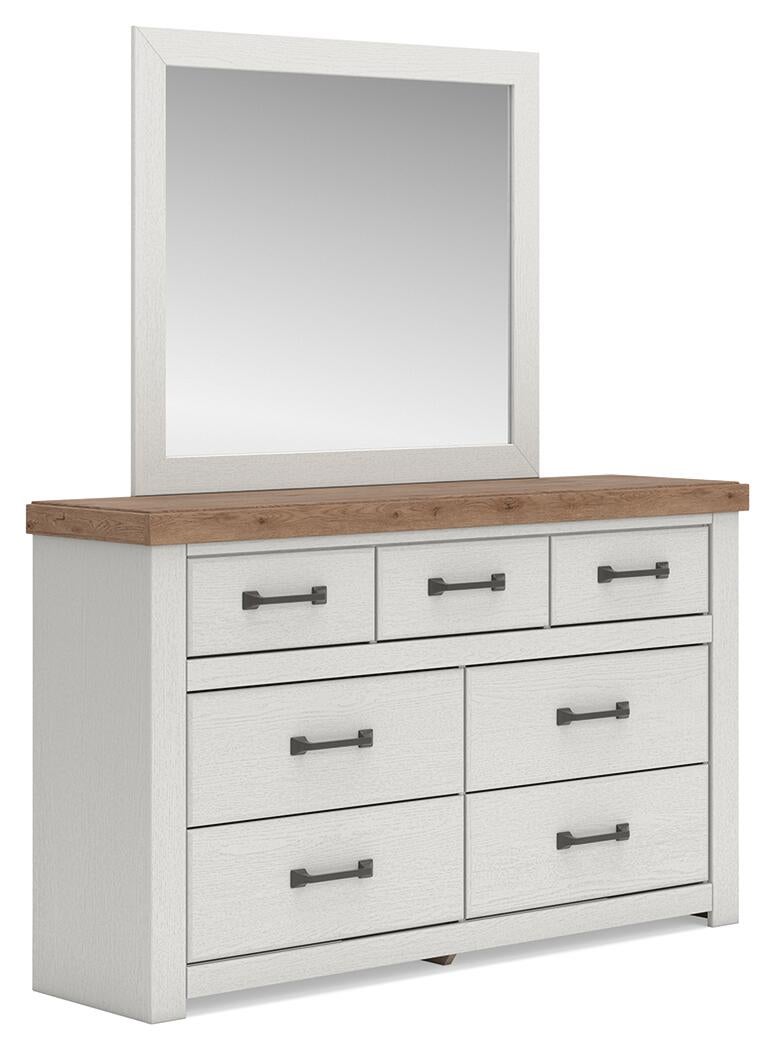 Savonport King Panel Bed with Storage, Dresser and Mirror