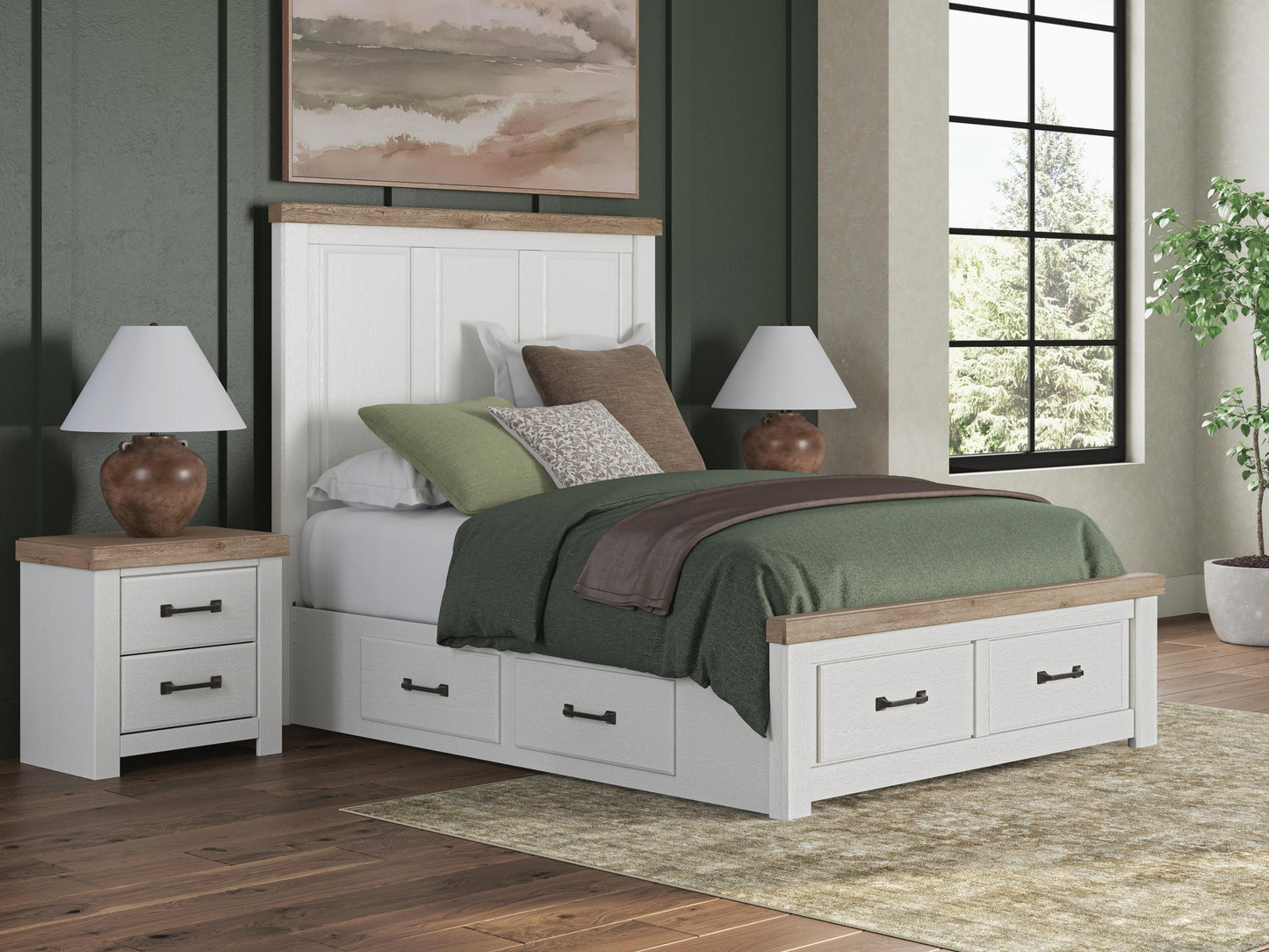 Savonport King Panel Storage Bed, Dresser, Mirror, Chest and Nightstand